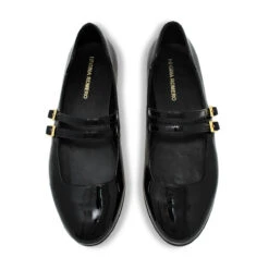 VIOLET - Charol Negro Regina Romero Zapato Flat Balerina De Piso Para Dama En Piel -Reginaromero balerinas violet negro regina romero cenital