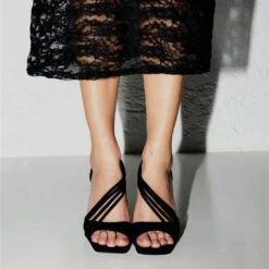 HADA 100 - Ante Negro Regina Romero Zapato Sandalia Zapatilla Tacon Alto Para Dama En Piel -Reginaromero hadanegro