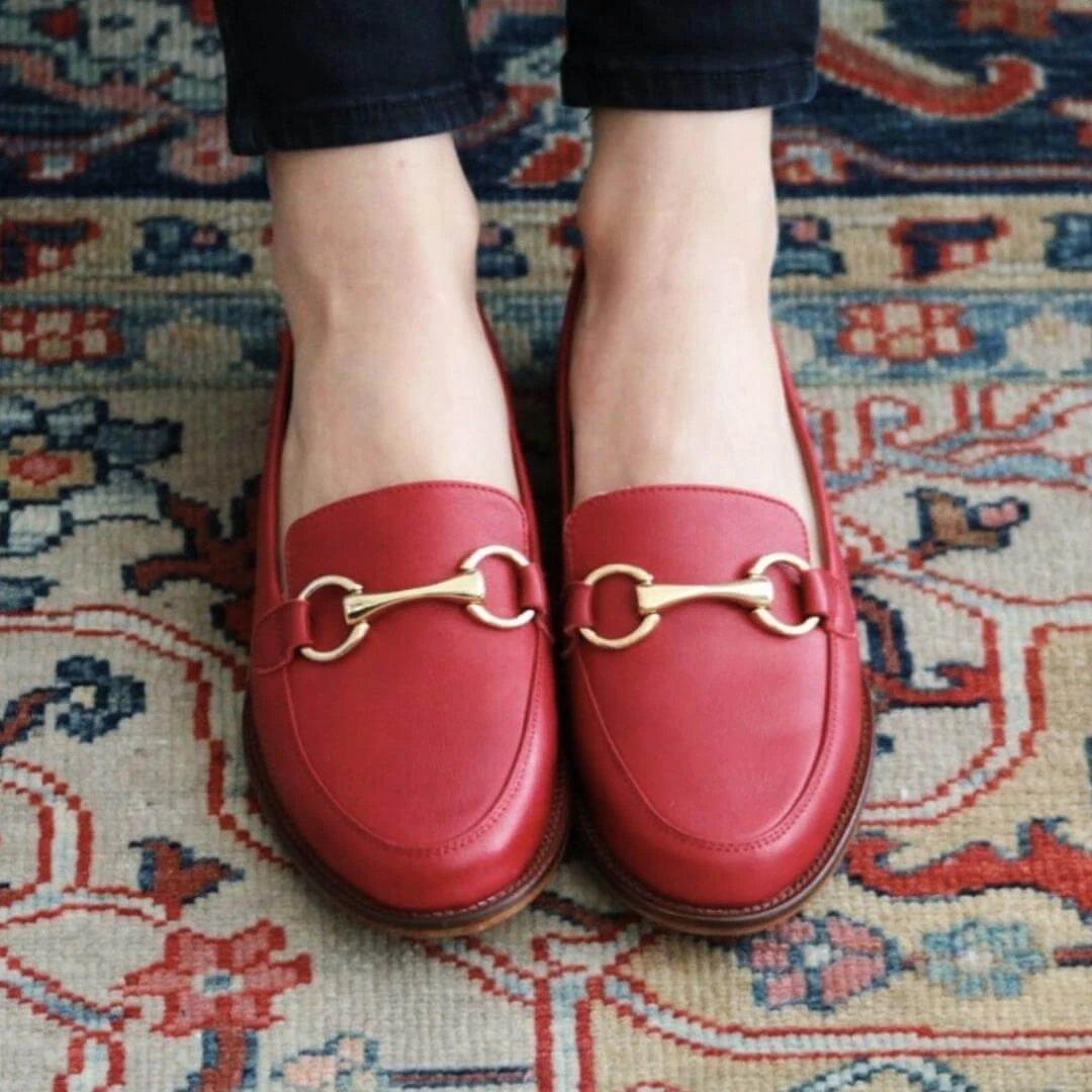 JUDY - Rojo Regina Romero Zapato Mocasin De Piso Para Dama En Piel 5 JUDY - Rojo Regina Romero Zapato Mocasin De Piso Para Dama En Piel - Imagen 3