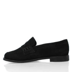PENNY - Ante Negro Regina Romero Zapato Mocasin De Piso Para Dama En Piel -Reginaromero mocasines penny negro regina romero izquierda