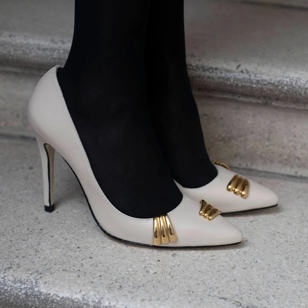 RENI 105 - Latte Regina Romero Zapato Zapatilla Tacon Alto Para Dama En Piel 5 RENI 105 - Latte Regina Romero Zapato Zapatilla Tacon Alto Para Dama En Piel - Imagen 3