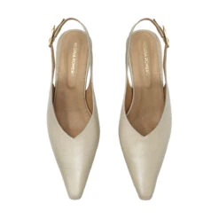 FENICIA 60 - Beige Regina Romero Zapato Zapatilla Tacon Bajo Para Dama En Piel -Reginaromero zapatillas fenicia beige regina romero cenital