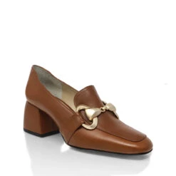 GRETA 40 - Miel Regina Romero Zapato Zapatilla Tacon Bajo Para Dama En Piel -Reginaromero zapatillas greta cafe regina romero 3 4