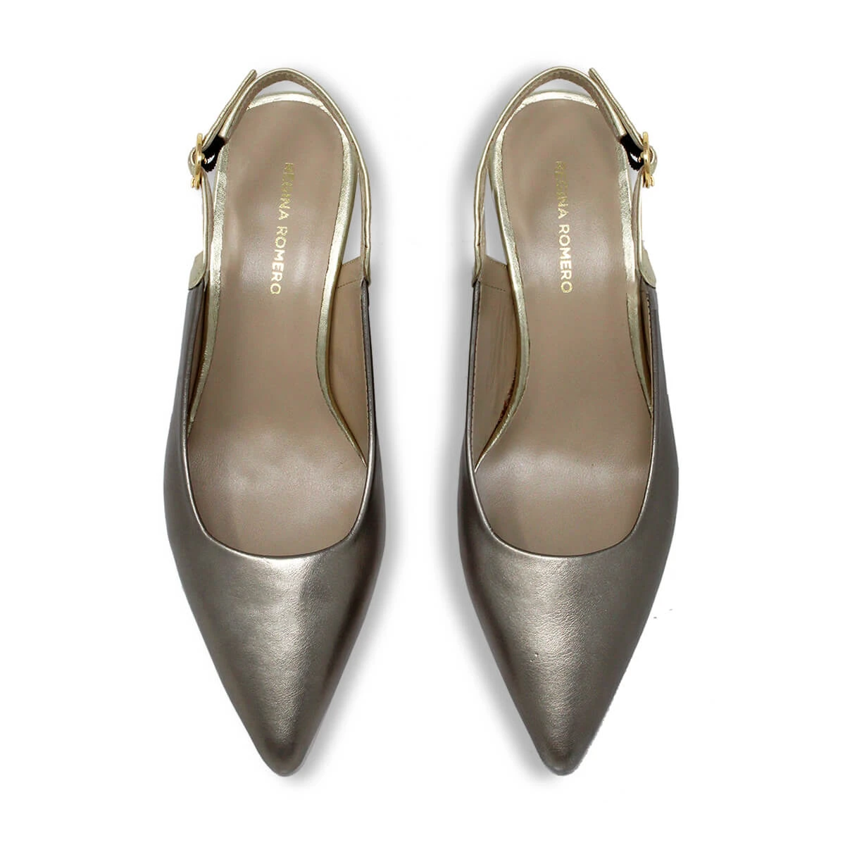 LARA 50 - Seda Y Oro Regina Romero Zapato Zapatilla Tacon Bajo Para Dama En Piel 9 LARA 50 - Seda Y Oro Regina Romero Zapato Zapatilla Tacon Bajo Para Dama En Piel - Imagen 7