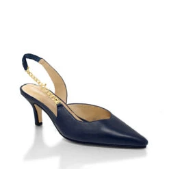 MEGAN 60 - Marino Regina Romero Zapato Sandalia Zapatilla Tacon Bajo Para Dama En Piel -Reginaromero zapatillas megan marino regina romero 3 4